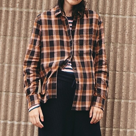 Madewell Flannel Oversized Ex-Boyfriend Shirt in Gideon Plaid Cotton Size Small - Picture 3 of 12